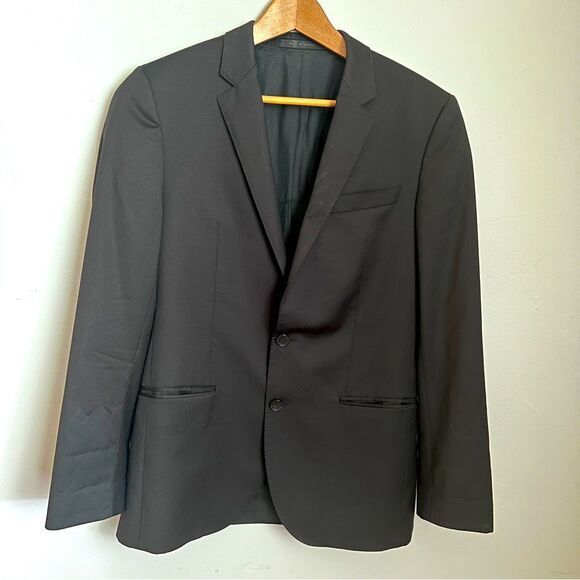 Boss Hugo Boss Super 120 Suit Wool Black 2-Button Blazer Size 34R EUC - Picture 1 of 7